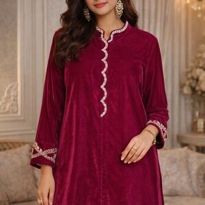 3 piece M Elegant Burgundy Velvet dress